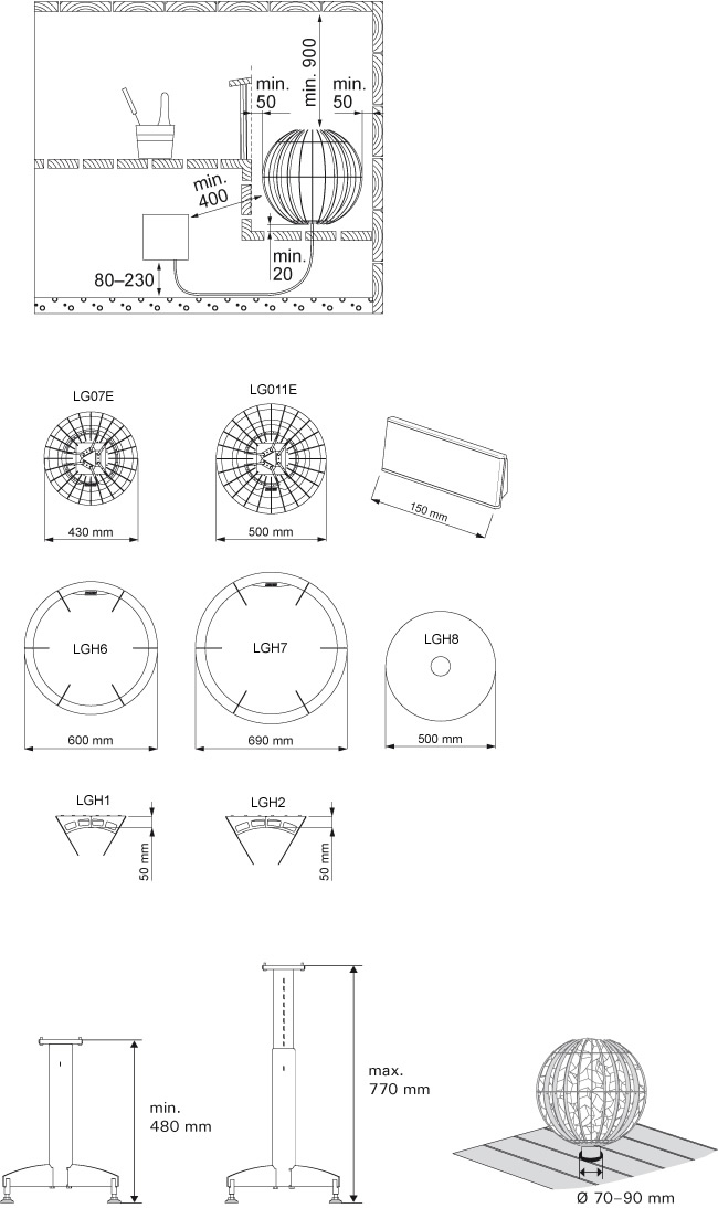 (изображение за) Дизайнерска печка за сауна - LG - Кликни върху снимката за затваряне