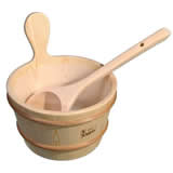 Wooden sauna bucket and laddle - 4 l